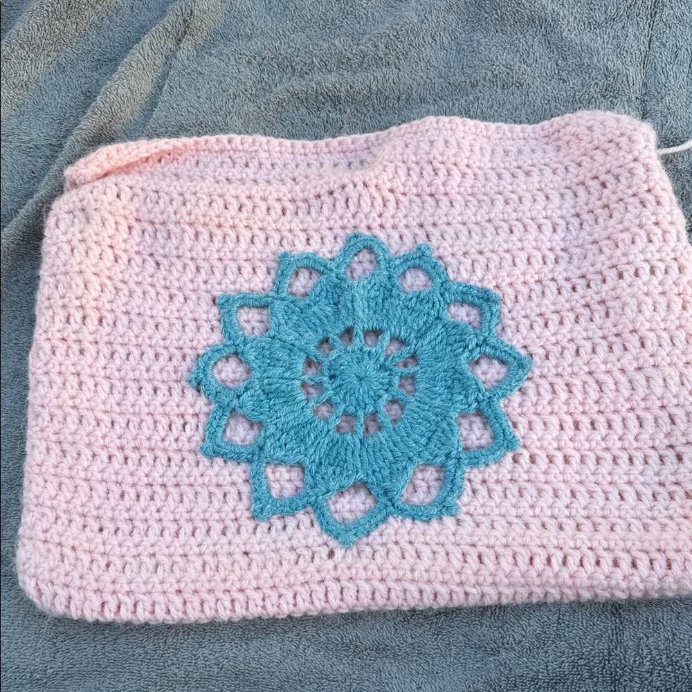 Pink and Blue Crochet Bag